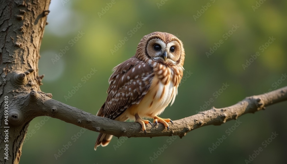 Canvas Prints Wise and watchful the owl perches on a branch