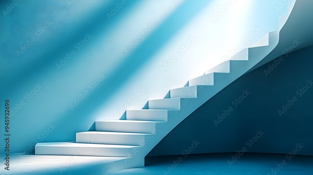 Poster a conceptual image showcasing an abstract staircase design with steps that unexpectedly change direc