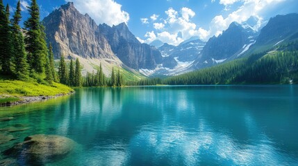 Serene Mountain Lake Landscape