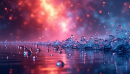 Reflection of a dreamy nebula in icy crystal droplets