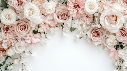   A close-up shot of a bouquet of flowers against a pure white backdrop, featuring space for either text or an accompanying image