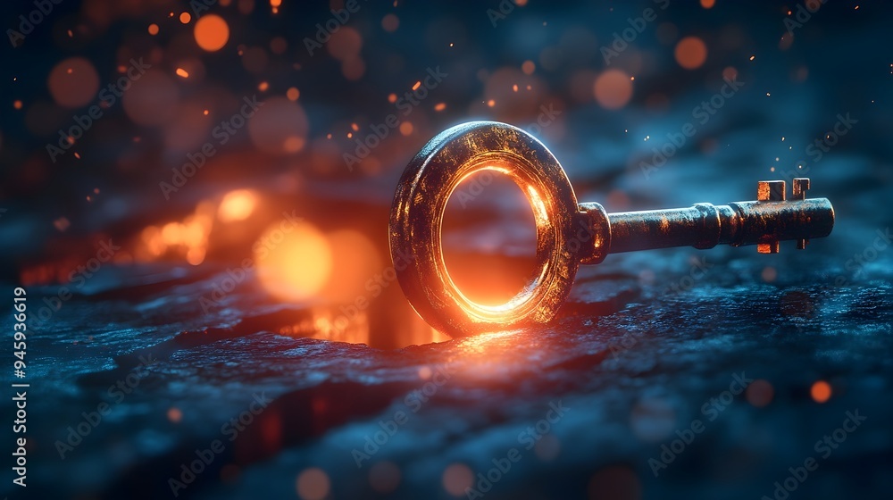 Poster unlocking a gateway to the extraordinary a conceptual of dimensional passage where a key symbolizes 
