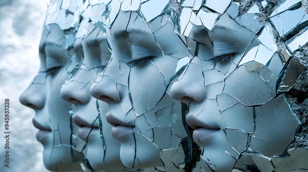 Poster fractured reflections a conceptual portrayal of multifaceted identity exploring the complexity of th
