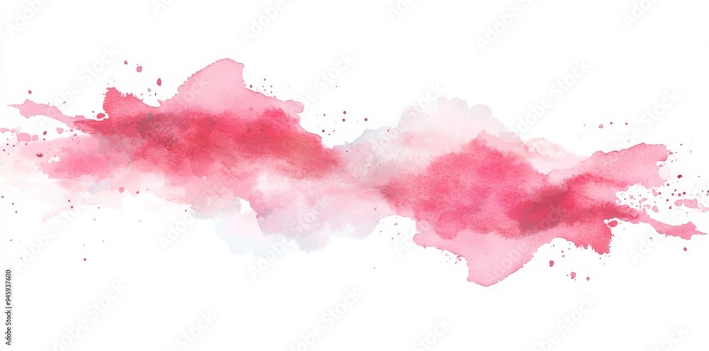 Wall mural Brush strokes and splashes of pink ink isolated on transparent PNG.