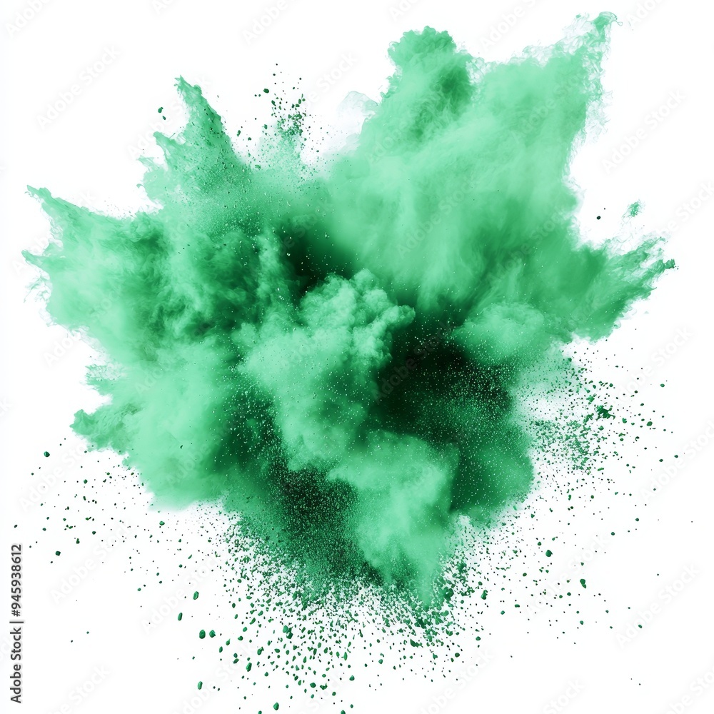 Canvas Prints The green dust bursts on transparent png are isolated from each other.