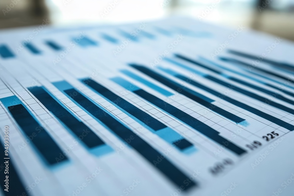 Poster close up of a bar graph showing growth trends and data analysis.