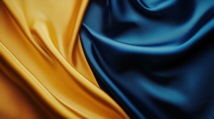 Obraz premium Ukraine flag. Rich colors of silk blend seamlessly, capturing the essence of luxury with their soft texture and glossy finish, evoking a sense of opulence and artistry throughout