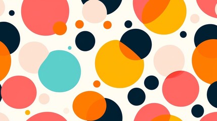 A retro polka dot pattern with large, evenly spaced dots in vibrant colors against a contrasting background