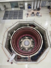 A bird's-eye view of the electromagnetic coil set responsible for generating the electromagnetic...