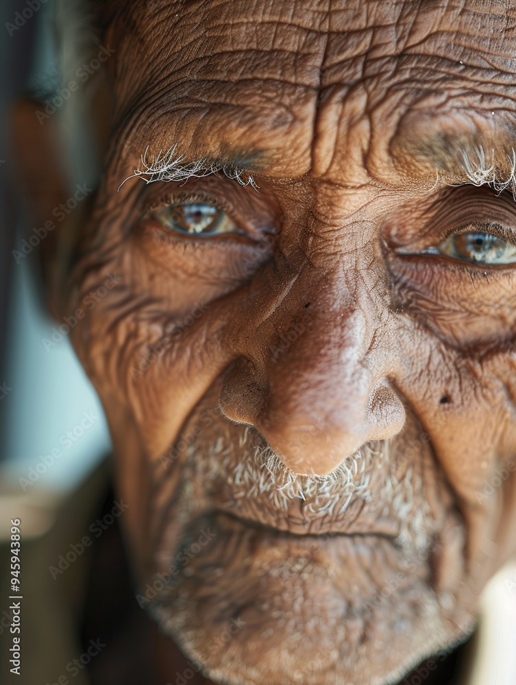 Aufkleber Elderly men from different ethnic backgrounds share their profound wisdom and calmness, each expressing a unique story through their striking features. Generative AI