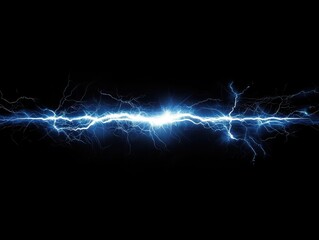 Bright Lightning Bolt Striking Against a Deep Black Background