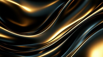 Obraz premium A swirl of dark gold and black curves with a touch of light gold in a smooth, abstract design displaying ultrafine details and circular patterns.