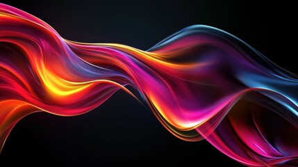Colorful flowing abstract patterns in smooth gradients against a dark background create a mesmerizing visual experience highlighting fluid motion and artistic expression.