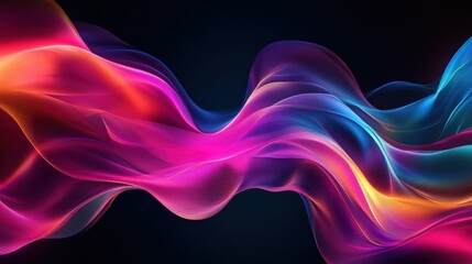 Colorful flowing abstract patterns in smooth gradients against a dark background create a mesmerizing visual experience highlighting fluid motion and artistic expression.