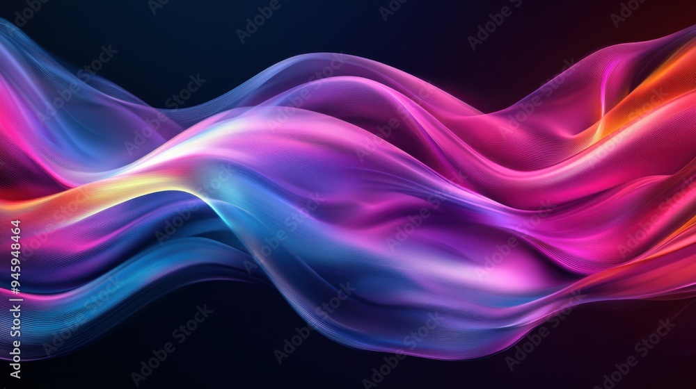 Poster colorful flowing abstract patterns in smooth gradients against a dark background create a mesmerizin