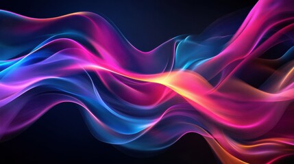 Naklejka premium Colorful flowing abstract patterns in smooth gradients against a dark background create a mesmerizing visual experience highlighting fluid motion and artistic expression.