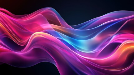 Naklejka premium Colorful flowing abstract patterns in smooth gradients against a dark background create a mesmerizing visual experience highlighting fluid motion and artistic expression.