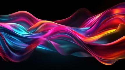 Colorful flowing abstract patterns in smooth gradients against a dark background create a mesmerizing visual experience highlighting fluid motion and artistic expression.