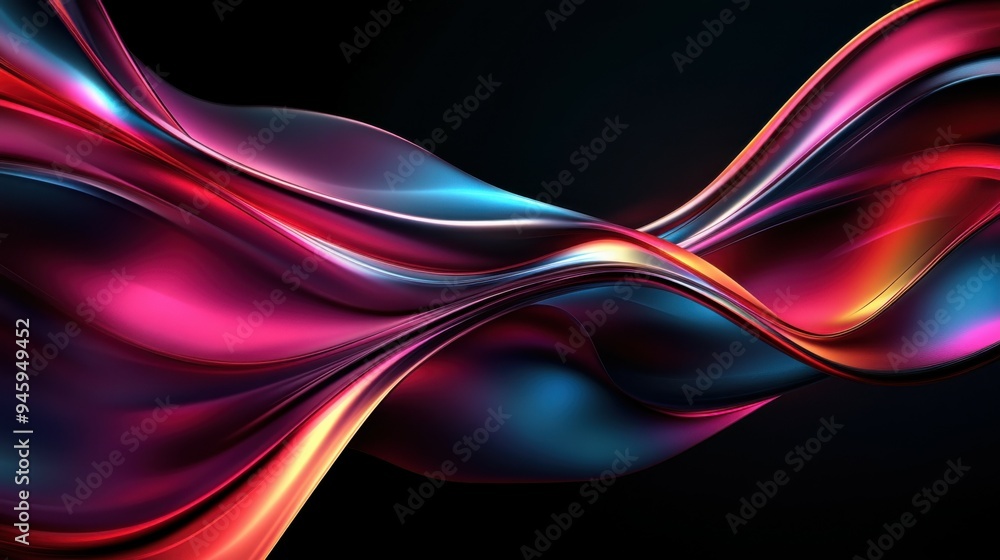 Poster colorful flowing abstract patterns in smooth gradients against a dark background create a mesmerizin