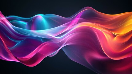 Fototapeta premium Colorful flowing abstract patterns in smooth gradients against a dark background create a mesmerizing visual experience highlighting fluid motion and artistic expression.