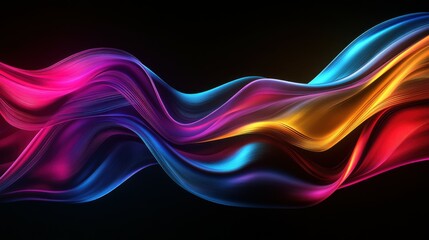 Fototapeta premium Colorful flowing abstract patterns in smooth gradients against a dark background create a mesmerizing visual experience highlighting fluid motion and artistic expression.