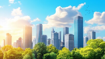 Obraz premium Stunning Cityscape with Beautiful Modern Buildings on Sunny Day