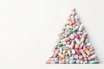 A whimsical holiday scene featuring a Christmas tree created from colorful medical pills, showcasing creativity and festive spirit during the Christmas season.
