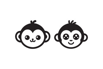 Monkey head silhouette vector