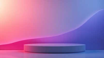 Futuristic Minimalist Podium Showcasing Product Launch Video and Branding with Sleek Backdrop