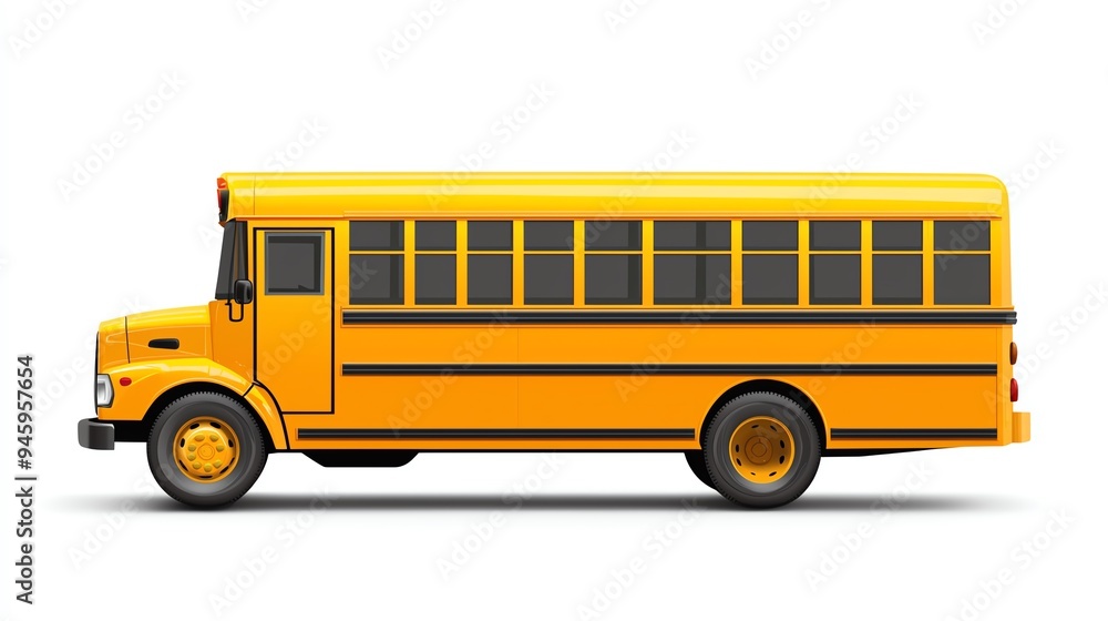 Wall mural a classic yellow school bus, ideal for educational themes, transportation, or childhood memories. pe