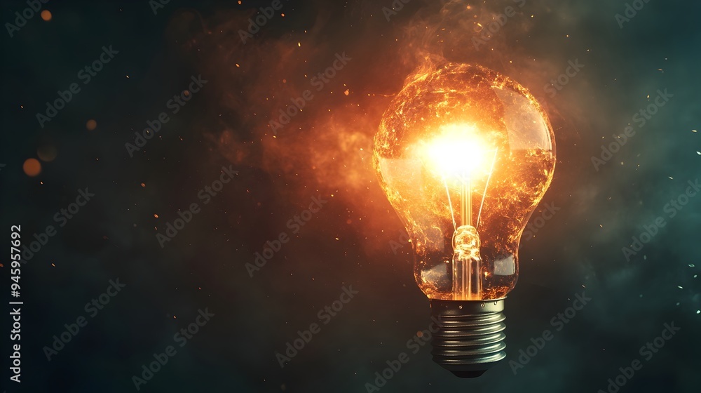 Poster a conceptual image of a light bulb that flickers in and out of existence representing the ephemeral 