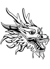 Dragon | Dragon Head | Dragon Beast | Mythological | Fantasy Dragon | Dragon Mascot | Reptilian Creature | Ancient Dragon | Original Illustration | Vector and Clipart | Cutfile and Stencil