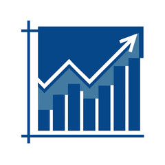 Obraz premium 3D Arrow icon with a line chart concept as An upward pointing arrow icon adjacent to a line chart isolated on a white background. The design symbolizes growth and upward trends in data analytics ideal
