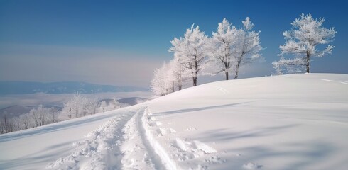 Obraz premium Snowy Path Through Winter Forest