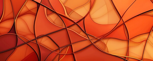 Terracotta orange abstract design featuring intersecting lines and geometric forms, exuding warmth and contemporary style.