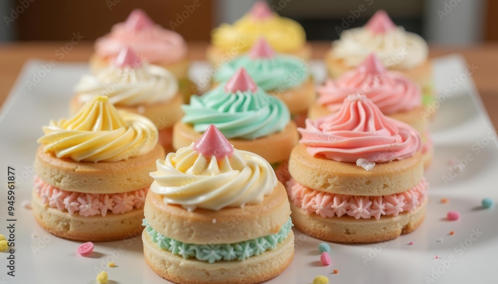 Canvas Prints deliciously colorful mini cupcakes ready to be enjoyed