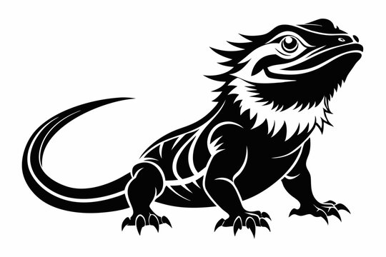 black bearded dragon stylized animal clip art preview