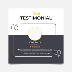 Client feedback or customer testimonial social media post design template.