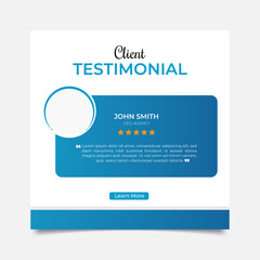 Client feedback or customer testimonial social media post design template.