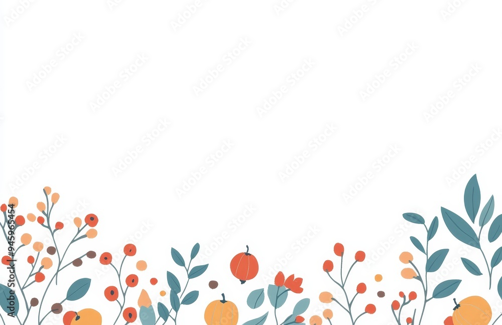Poster animated rectangular frame border with white background, simple and clean, autumn color palette stoc