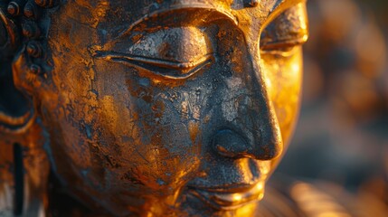 Statue of Buddha in Front of Pink Wall