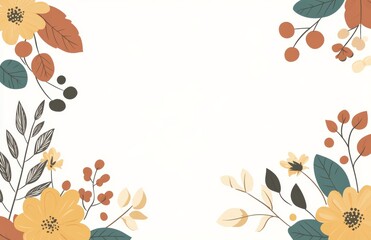 Adding a rectangular frame border to a white background makes this illustration look simple and clean, and it features an autumn-themed color palette
