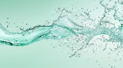  Green background with water splashing from top and bottom to bottom of image