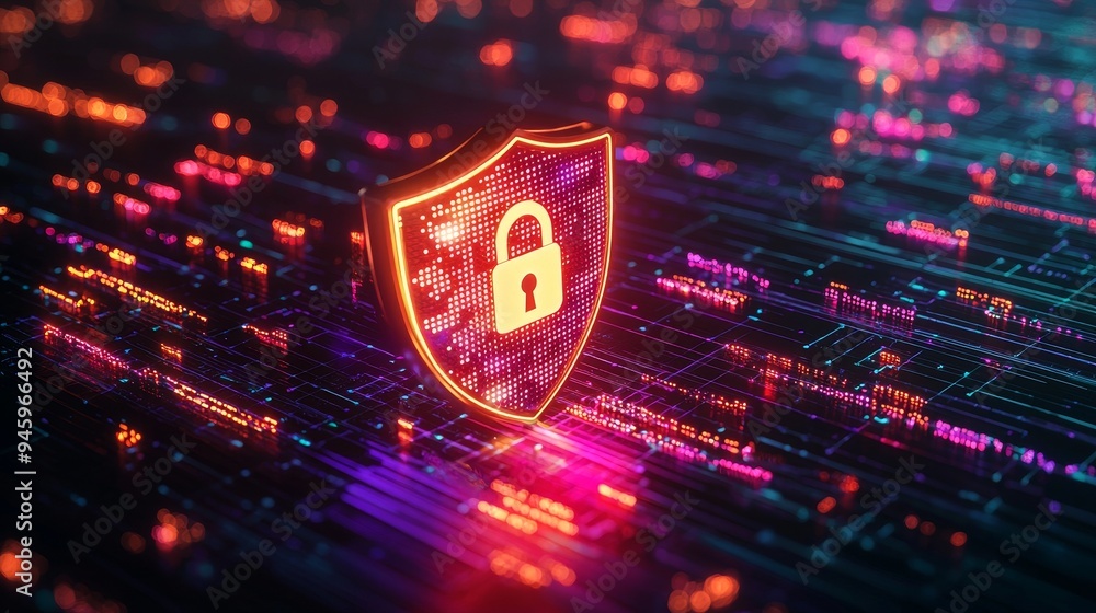 Poster Secure internet networks, protect business and financial transaction data from cyberattacks, encrypt passwords, cyber security and data protection