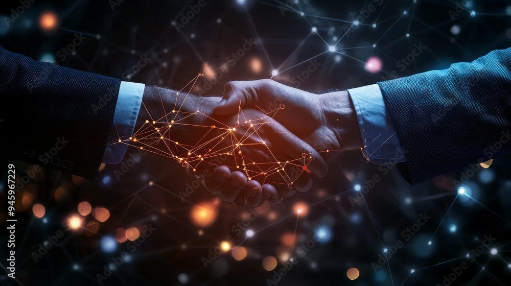 Aufkleber Global stock market graph bar chart globe network connection connections diagram background. Digital innovative technology internet communication agreement partnership. Generative stock.