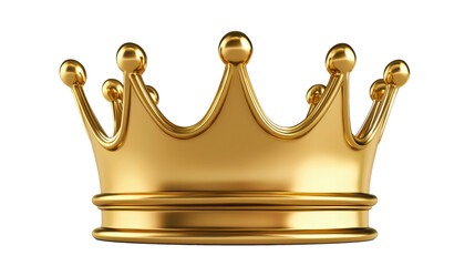 A golden crown design symbolizing royalty and prestige isolated on white transparent background