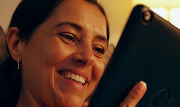 Cozy Home Streaming Experience with a Young Woman