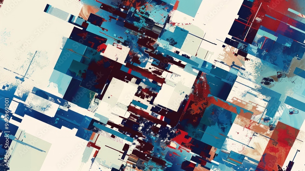 Poster a digital abstract composition with a pixelated design