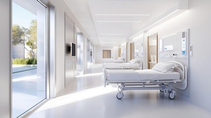 Healthcare facility with smart room technology for personalized care, advanced healthcare, patient-centered design