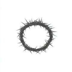 Fototapeta premium A minimal black and white vector of a crown of thorns set against a white background, emphasizing simplicity and contrast in design.
